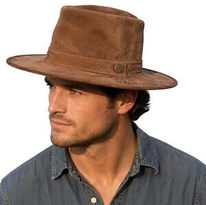 Henschel St. Louis Brown Suede Leather Outback Western Hat USA Approx. 21"